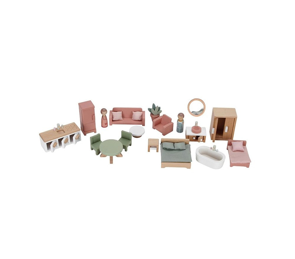 Casa delle bambole in legno con accessori