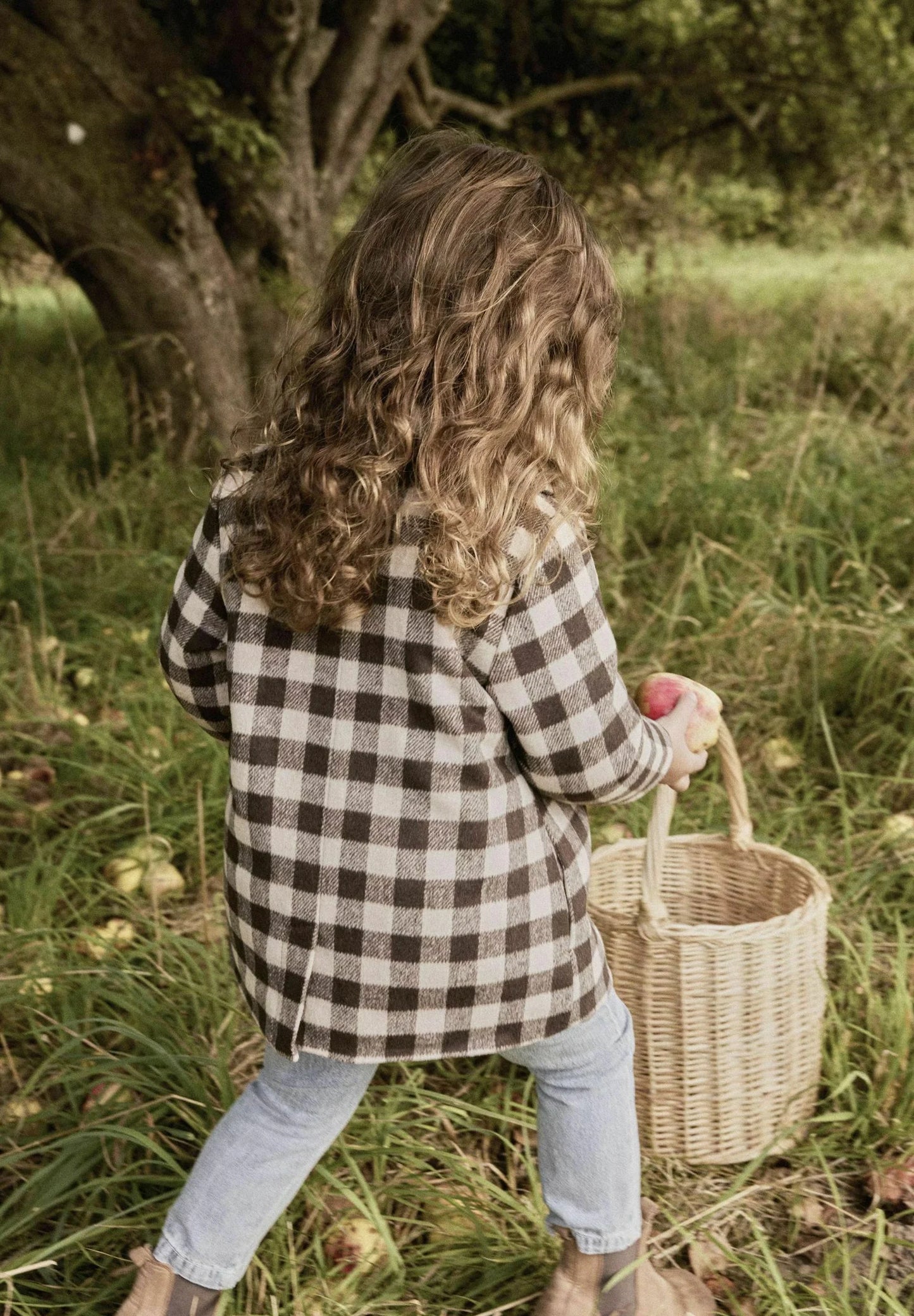 Outlet - Lil' Atelier - Cappotto in panno check marrone beige bimba